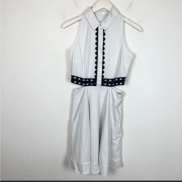Jonathan Simkhai Cutout Trim Shirt Dress Size Small White Sleeveless Pop… - Picture 2 of 11